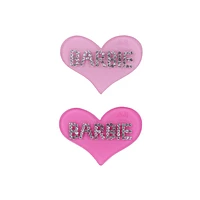 Set Broches Para Cabello Barbie En Forma De Corazón Sintéticos Rosas 5.5x4 cm 2 Piezas