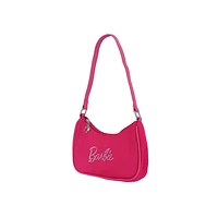 Bolso De Hombro Barbie Tipografía De Pedrería 100% Poliéster Rosa 22x5x15 cm