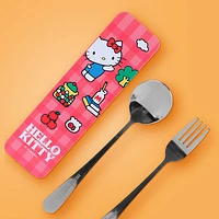 Kit De Cubiertos Sanrio Hello Kitty Con Estuche Acero Inoxidable 18.1x5.1 cm 2 Piezas