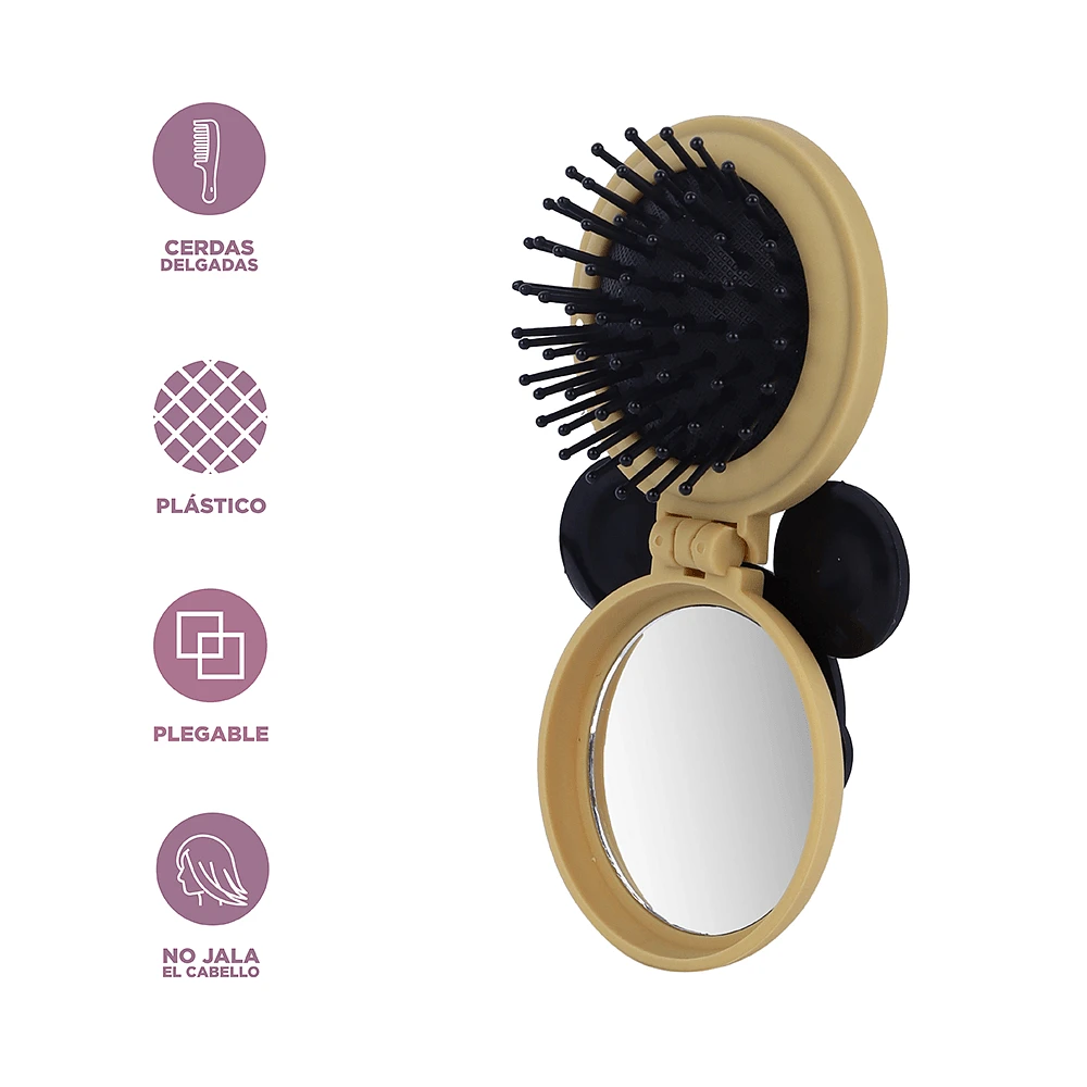 Cepillo Para Cabello Disney Mickey Mouse Portátil Sintético Mostaza 6.5x6.5 cm