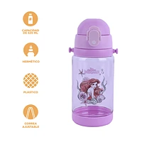 Cilindro Disney La Sirenita Con Correa Desmontable Plástico Lila 520 ml