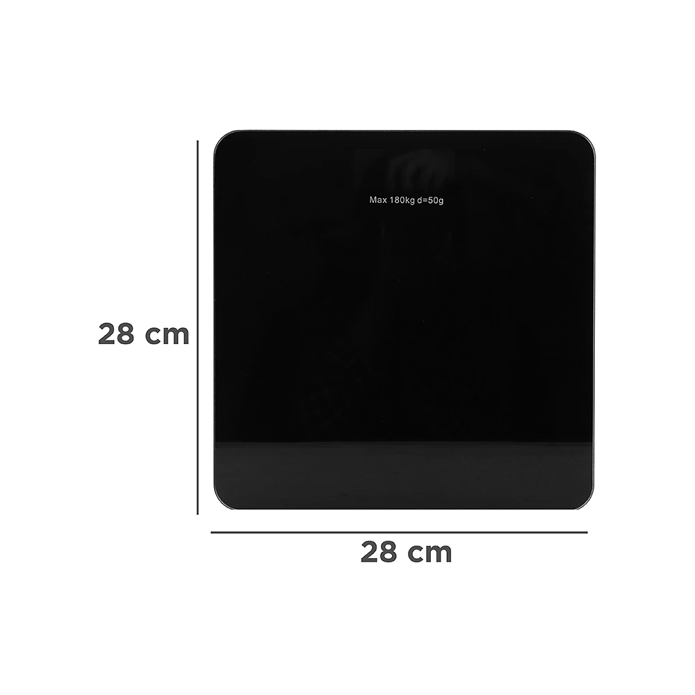 Bascula Digital Vidrio Templado Negra 26x26x2 cm 180 kg