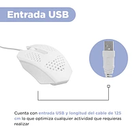 Mouse Con Iluminación RGB Alámbrico Sintético Blanco 12.5x7x3.5 cm Gamer