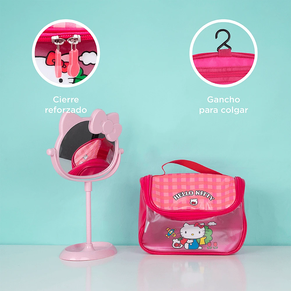 Neceser De Viaje Impermeable Hello Kitty Con Gancho Sintética Rosa 23x13x15 cm