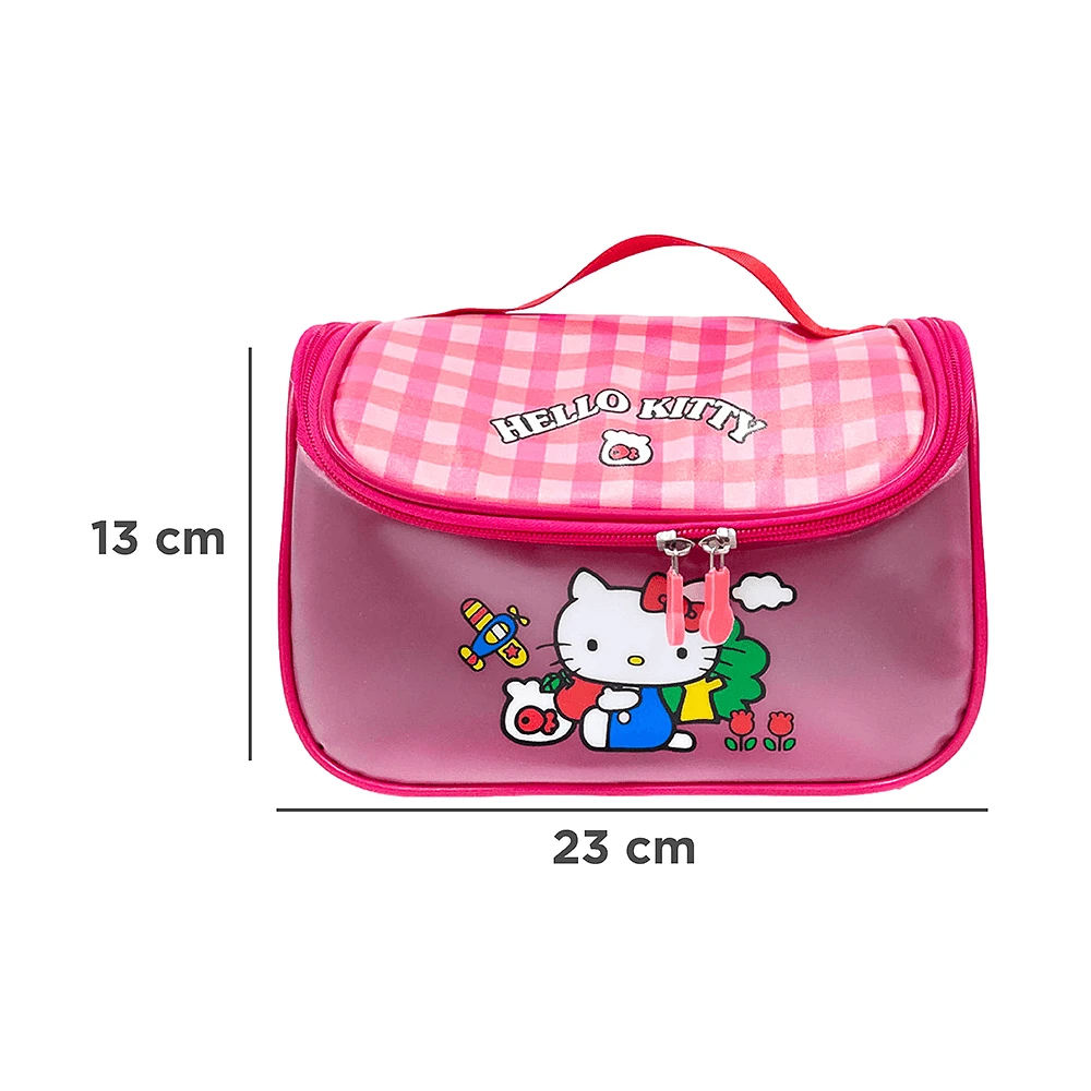 Neceser De Viaje Impermeable Hello Kitty Con Gancho Sintética Rosa 23x13x15 cm