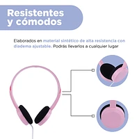 Audífonos De Diadema Con Cable Stereo Sound Sintéticos Rosas 120 cm 3.5 mm