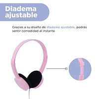 Audífonos De Diadema Con Cable Stereo Sound Sintéticos Rosas 120 cm 3.5 mm