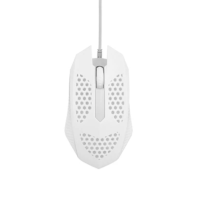 Mouse Con Iluminación RGB Alámbrico Sintético Blanco 12.5x7x3.5 cm Gamer