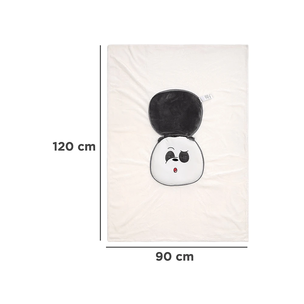 Manta Con Funda We Bare Bears Panda 100% Poliéster Blanca 120x90 cm