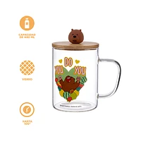 Taza Con Tapa We Bare Bears Pardo Vidrio 440 ml