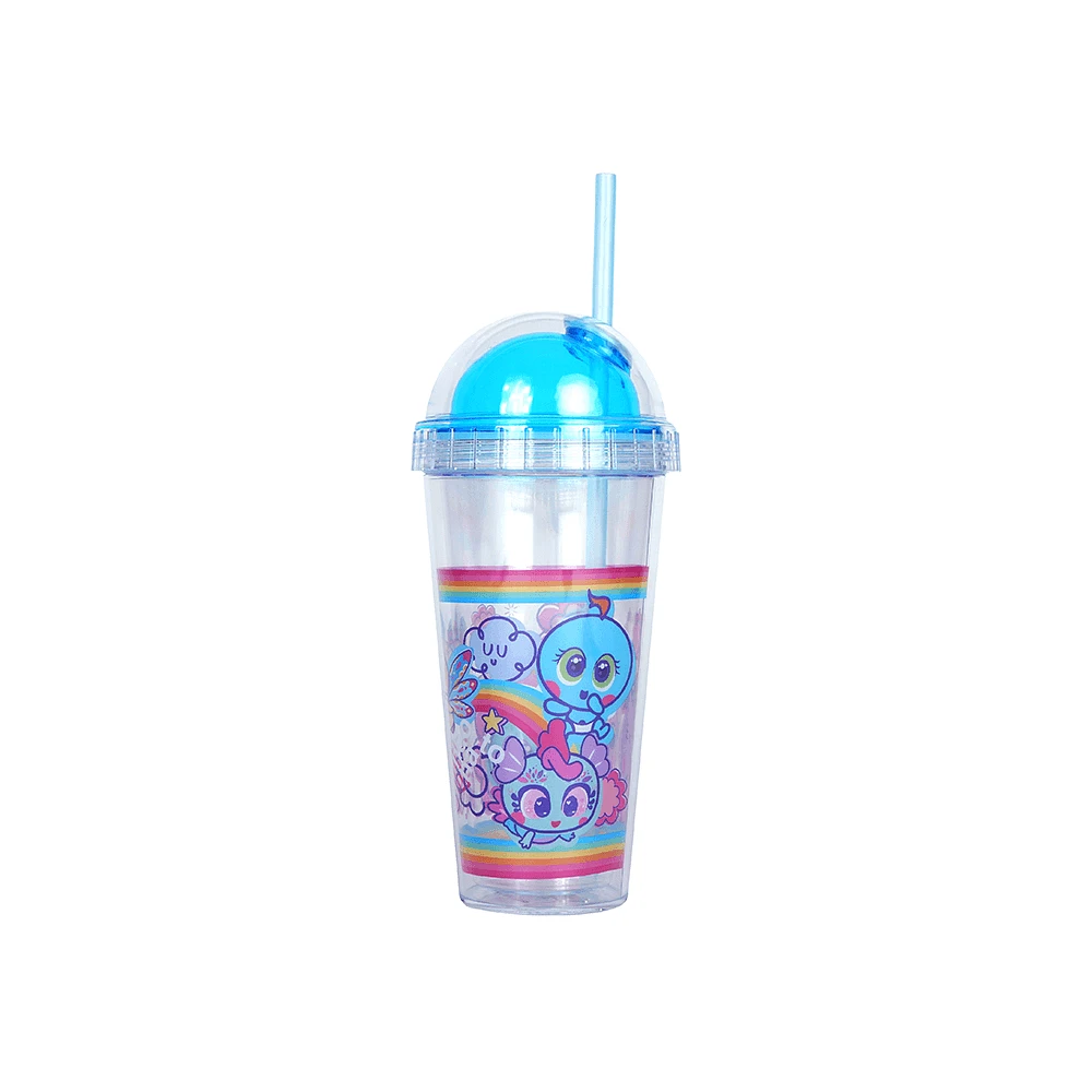 Vaso Con Tapa Y Popote Distroller Neonato Doble Capa Plástico 420 ml