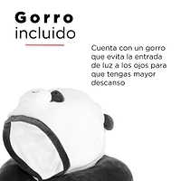 Almohada De Viaje Con Capucha  We Bare Bears Panda Felpa Negra 31x31 cm