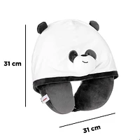 Almohada De Viaje Con Capucha  We Bare Bears Panda Felpa Negra 31x31 cm