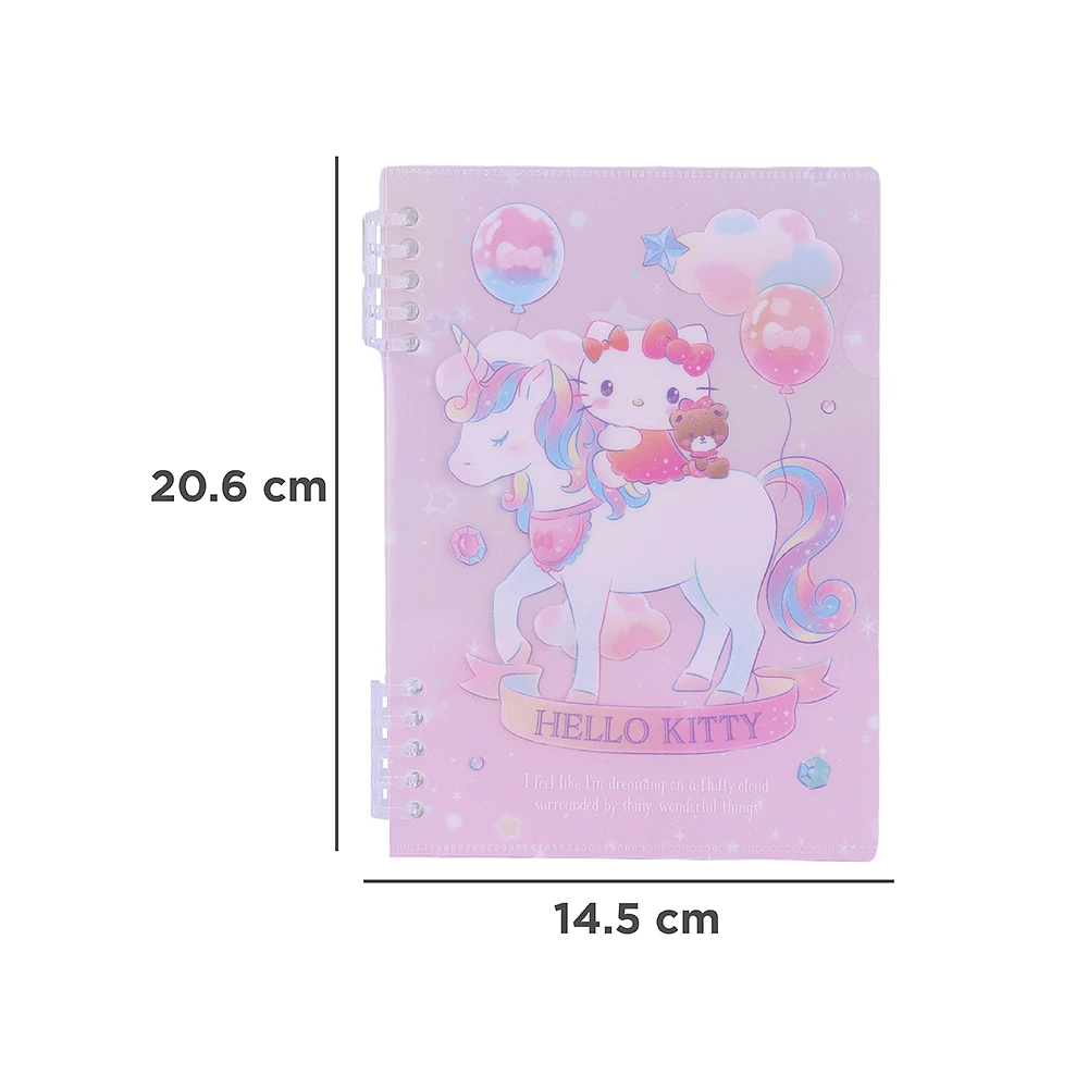 Libreta De Espiral Hello Kitty Pasta Suave 14.5x20.6 cm Rayas 48 Hojas