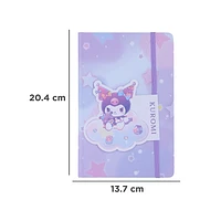 Libreta Sanrio Kuromi Pasta Dura Lila 13.2x20.4 cm Rayas 80 Hojas