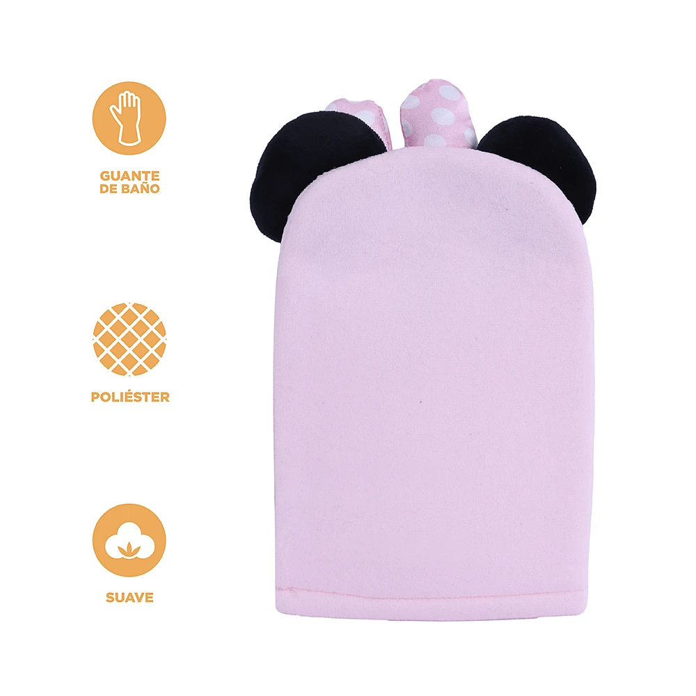 Esponja De Baño Disney Minnie Mouse Tipo Guante 100% Poliéster Rosa