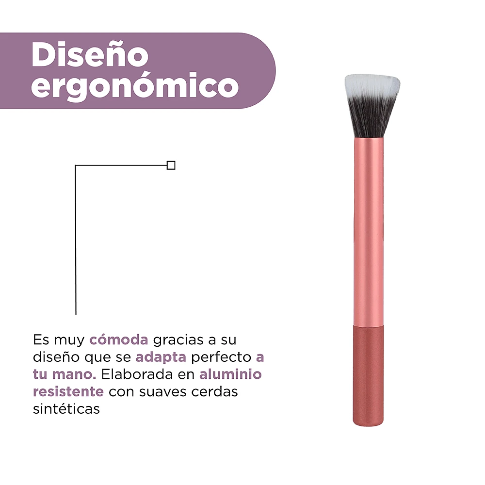 Brocha De Maquillaje Con Borde Plano Luxury Rosa