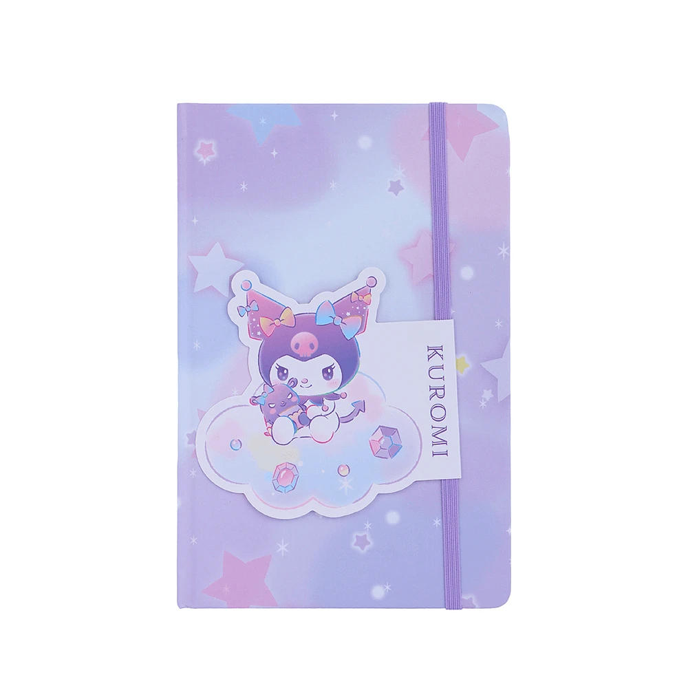 Libreta Sanrio Kuromi Pasta Dura Lila 13.2x20.4 cm Rayas 80 Hojas