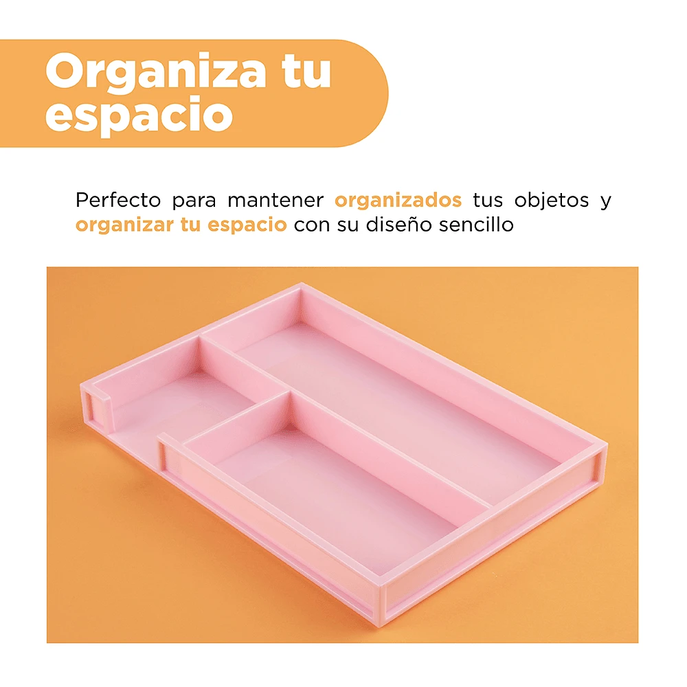 Organizador De Escritorio Sintético Rosa 24.5x17.2x3 cm