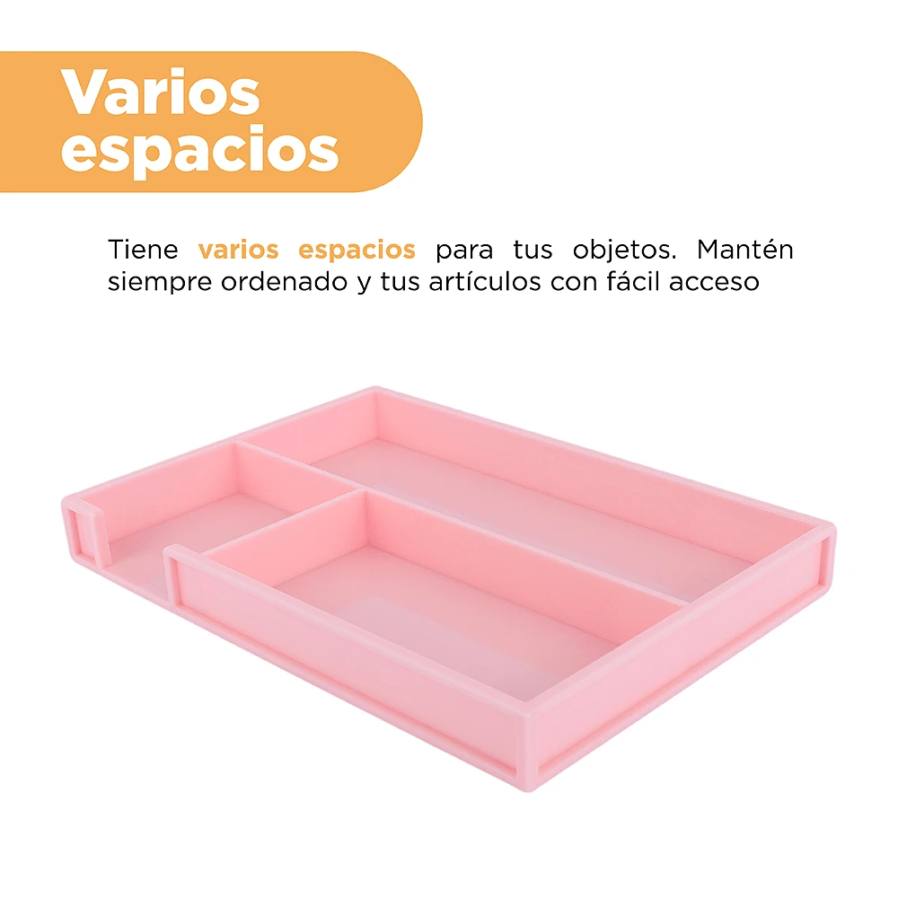 Organizador De Escritorio Sintético Rosa 24.5x17.2x3 cm