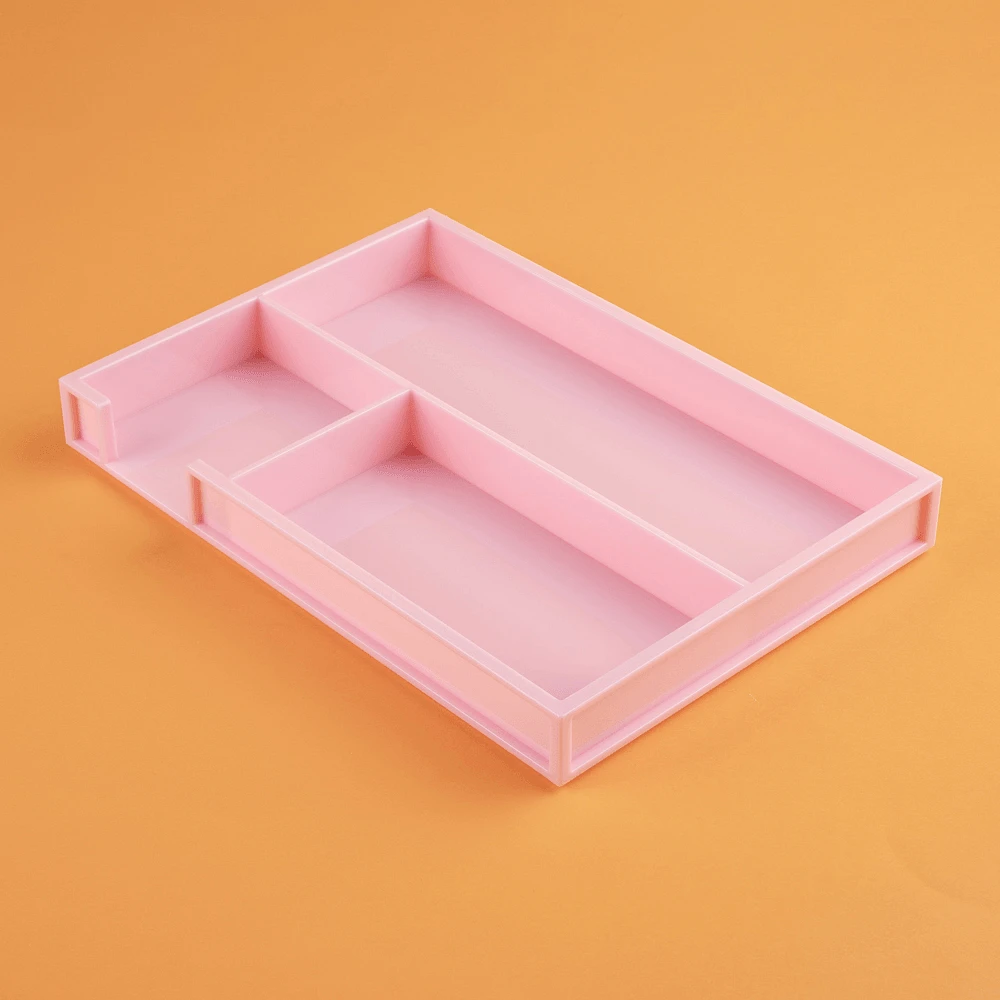 Organizador De Escritorio Sintético Rosa 24.5x17.2x3 cm