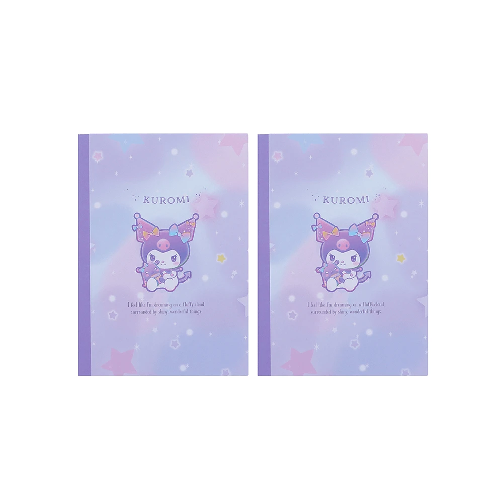 Set Libretas Sanrio Kuromi Pasta Suave Moradas 10.5x14.8 cm Rayas 2 Piezas