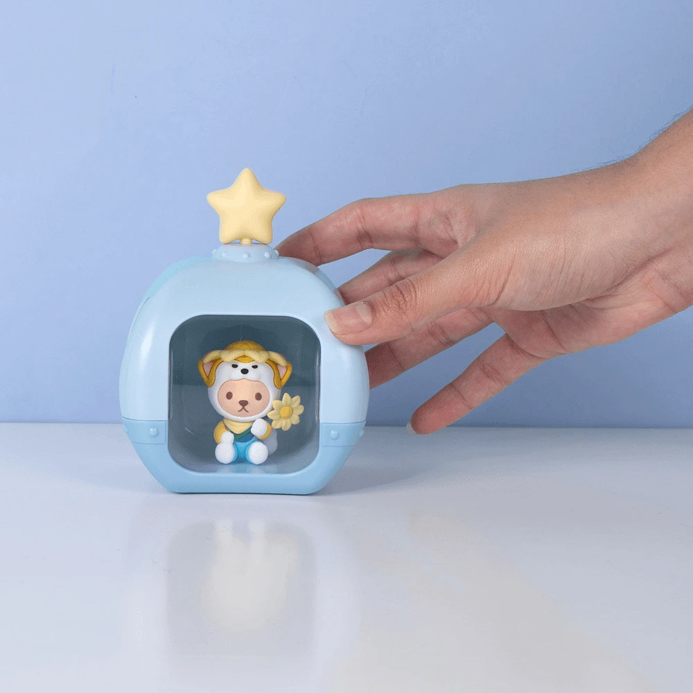 Mini Lámpara De Noche Osito Teddy Sintética Azul 11.5x9x8.2 cm Recargable