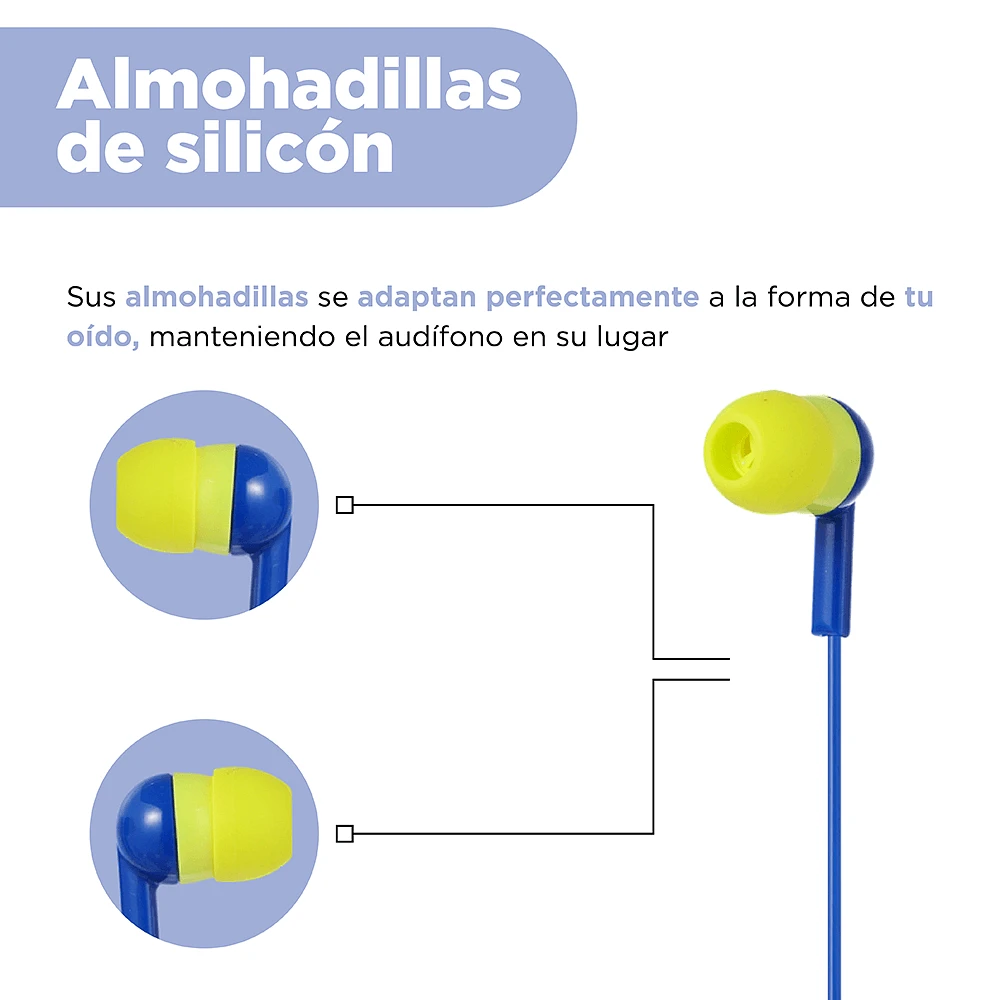 Audífonos De Cable Con Estuche De Capsula Azules 120 cm 3.5 mm