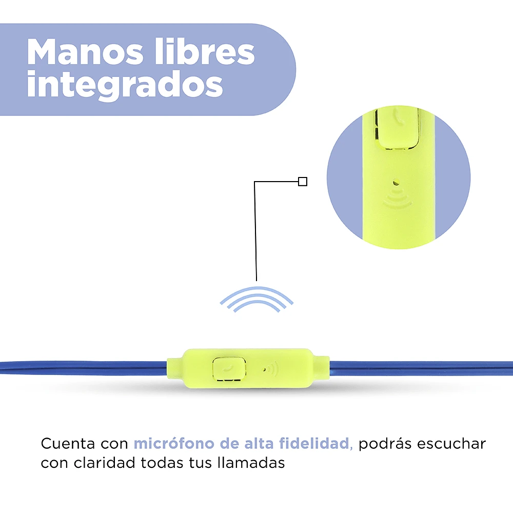 Audífonos De Cable Con Estuche De Capsula Azules 120 cm 3.5 mm