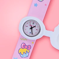 Reloj Sanrio Hello Kitty Para Niño Giratorio Con Tapa Rosa