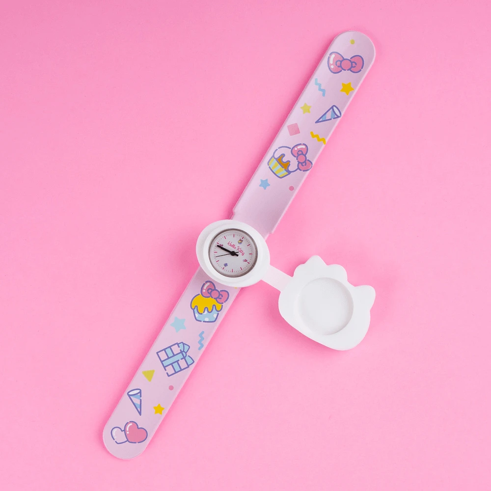 Reloj Sanrio Hello Kitty Para Niño Giratorio Con Tapa Rosa