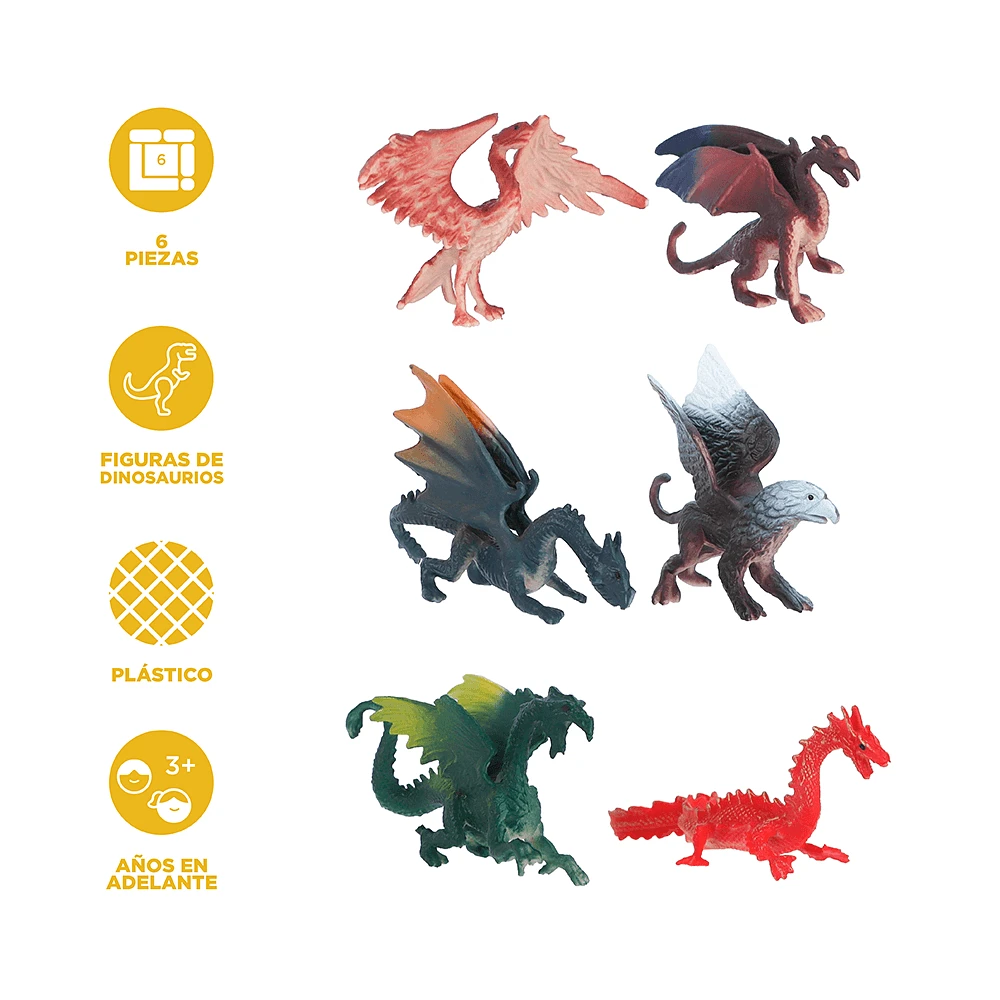 Set Figuras Dinosaurios 7x5.2 cm 6 Piezas