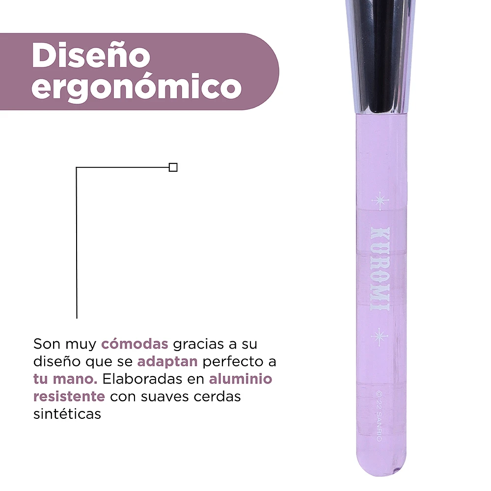 Kit Brochas De Maquillaje Sanrio Kuromi Con Funda Sintéticas 4 Piezas