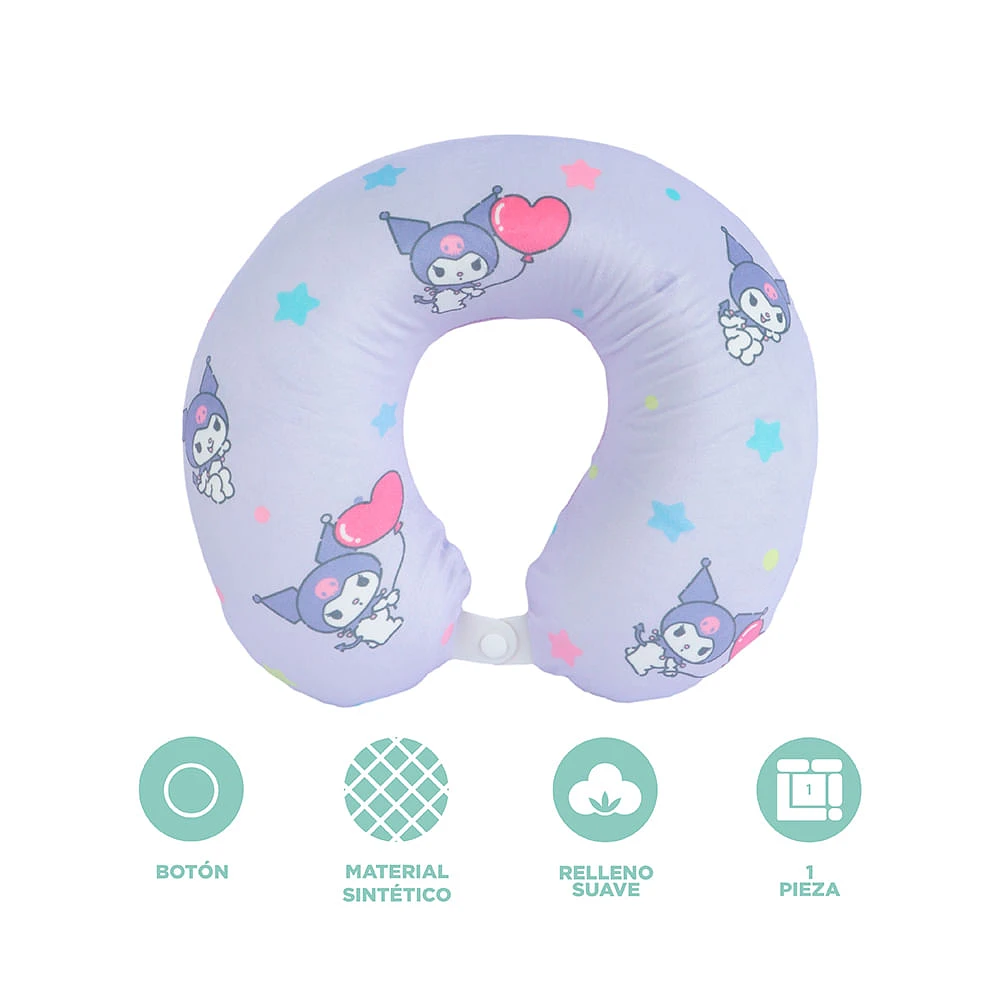 Almohada De Viaje Sanrio Kuromi Memory Foam Lila 30x28 cm