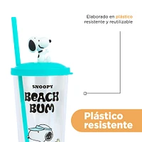 Vaso Con Tapa Y Popote Snoopy Plástico 550 ml