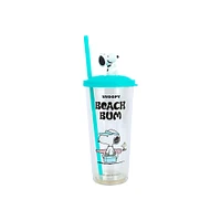 Vaso Con Tapa Y Popote Snoopy Plástico 550 ml