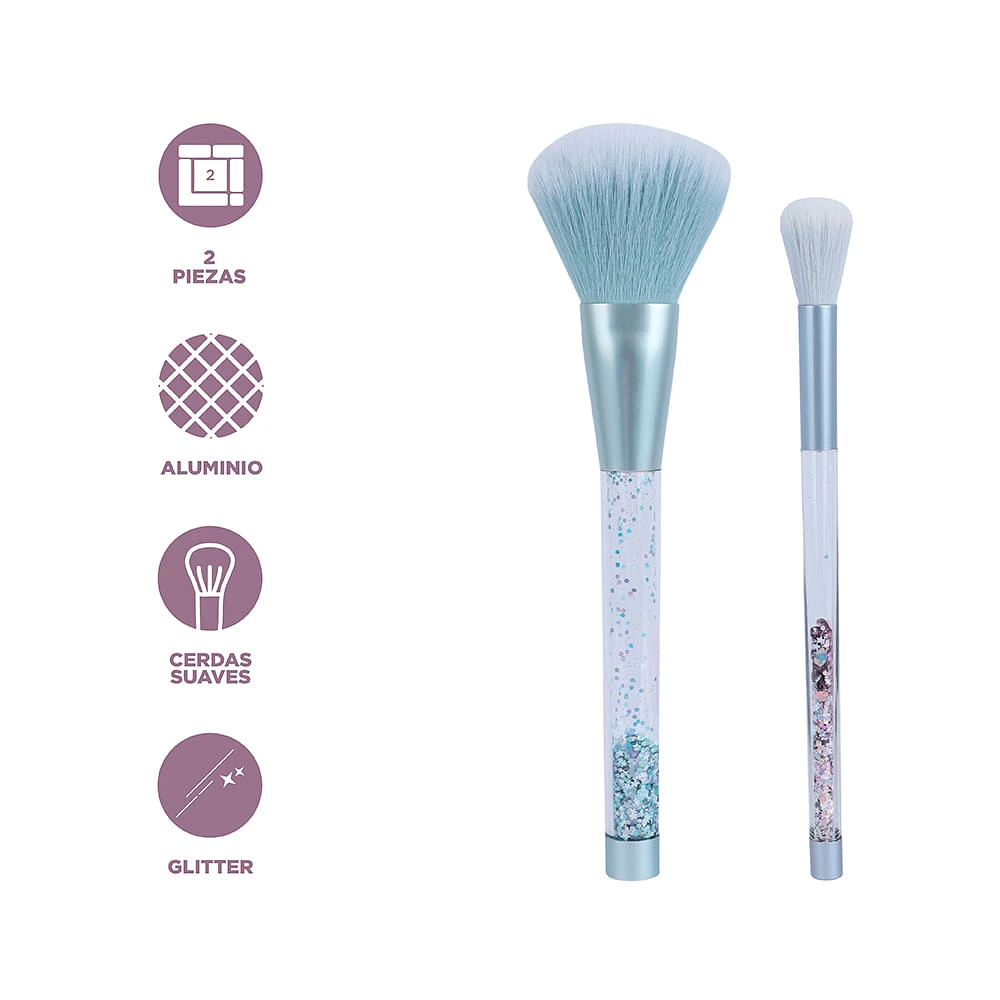 Set Brochas De Maquillaje Disney Frozen Sintéticas 2 Piezas