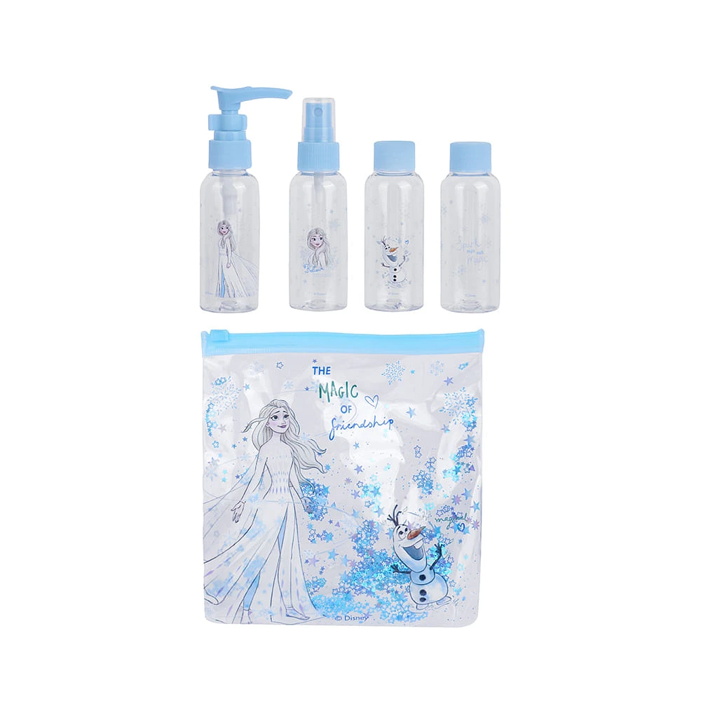 Kit Botellas De Viaje Disney Frozen Plástico 4 Piezas