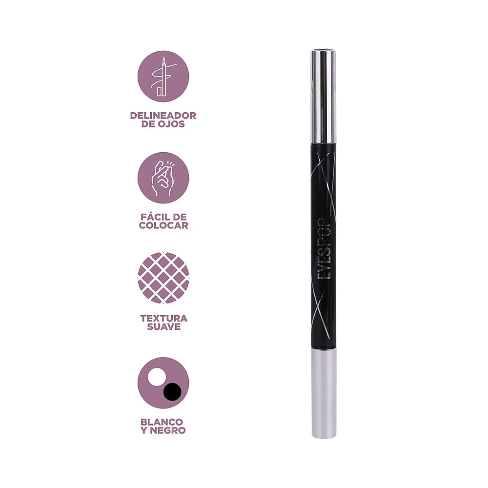 Lápiz Delineador Liquido Para Ojos Eyes Pop Doble Punta Negro, Blanco 1 gr