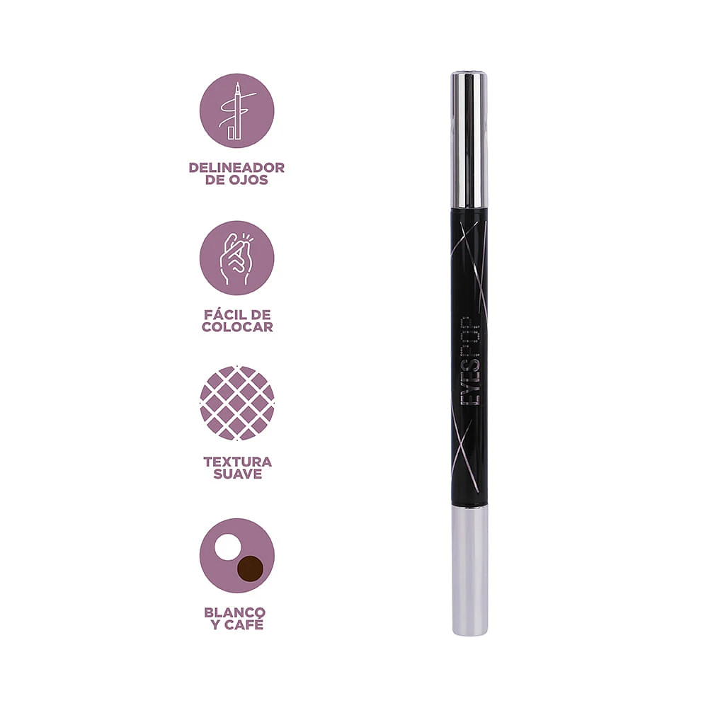 Lápiz Delineador Liquido Para Ojos Eyes Pop Doble Punta Café, Blanco 1 gr