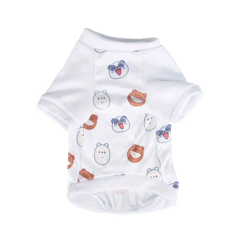 Ropa Para Mascota We Bare Bears Camisa Estampada Textil Blanca