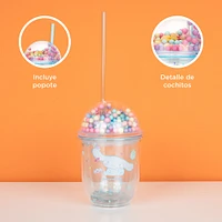 Vaso Con Tapa Y Popote Sanrio Cinnamoroll Doble Capa Plástico 435 ml