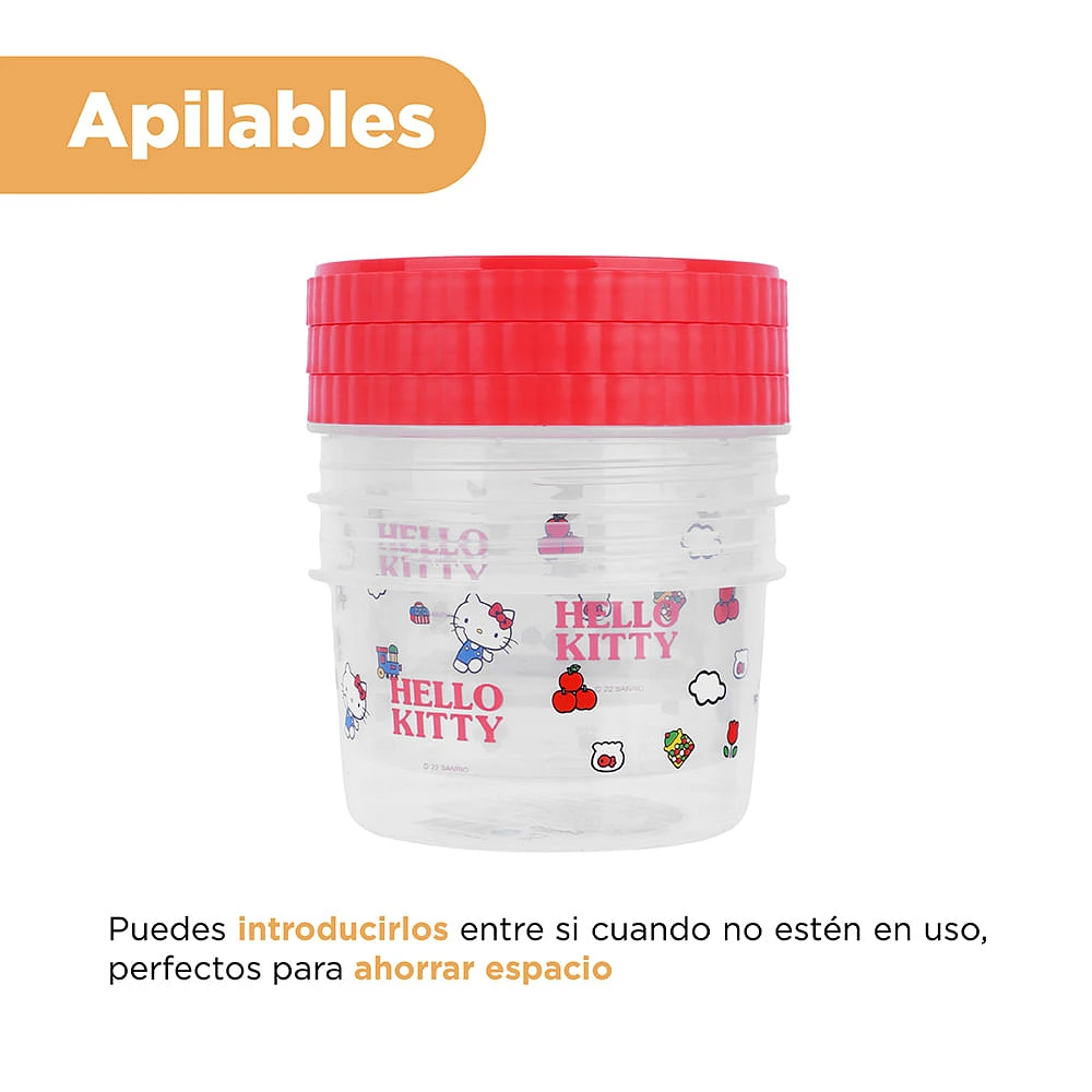 Set Contenedores De Alimentos Sanrio Hello Kitty Plástico 500 ml 3 Piezas