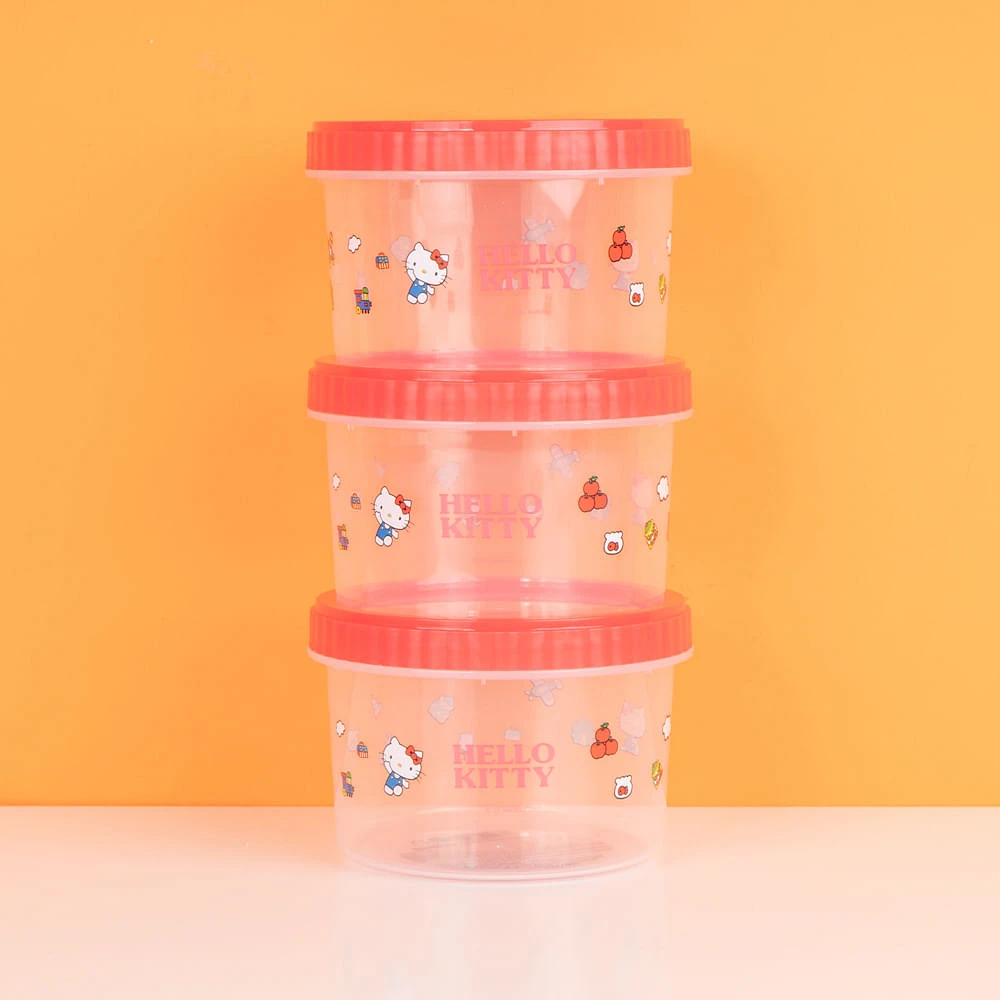 Set Contenedores De Alimentos Sanrio Hello Kitty Plástico 500 ml 3 Piezas
