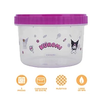 Set Contenedores De Alimentos Sanrio Kuromi Plástico 500 ml 3 Piezas