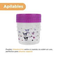 Set Contenedores De Alimentos Sanrio Kuromi Plástico 500 ml 3 Piezas