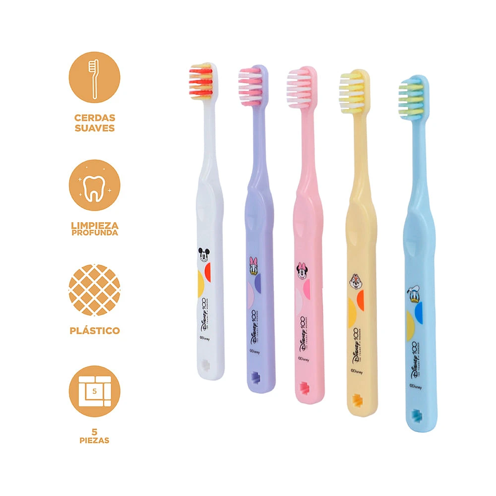 Set Cepillo De Dientes Disney 100 Infantiles Sintéticos 5 Piezas