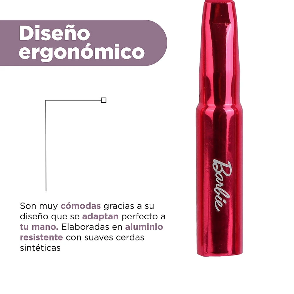 Brocha De Maquillaje Barbie 4 En 1 Sintética Rosa