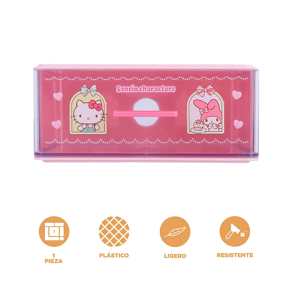 Organizador De Escritorio Con Cajón Sanrio Plástico Rosa 17x8.2 cm