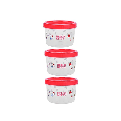 Set Contenedores De Alimentos Sanrio Hello Kitty Plástico 500 ml 3 Piezas